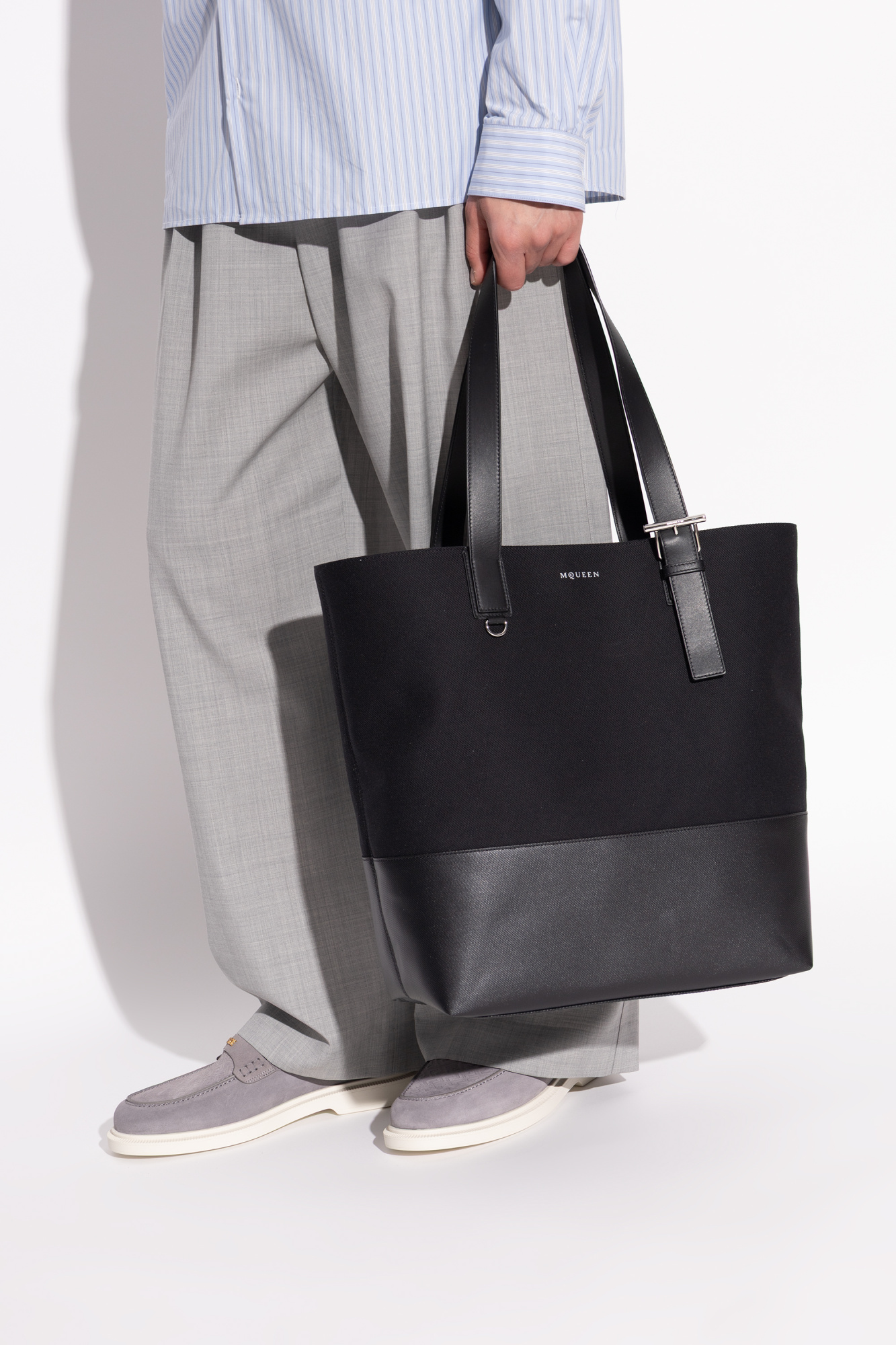 トートバッグ Alexander Mcqueen Shopper McQueen - The Tall Story Black & Red Leather Large Tote